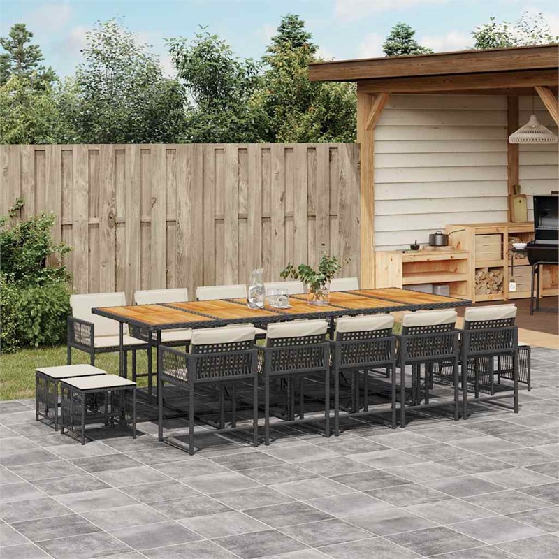 vidaXL Poly Rattan Garden Dining Set in Black and Brown