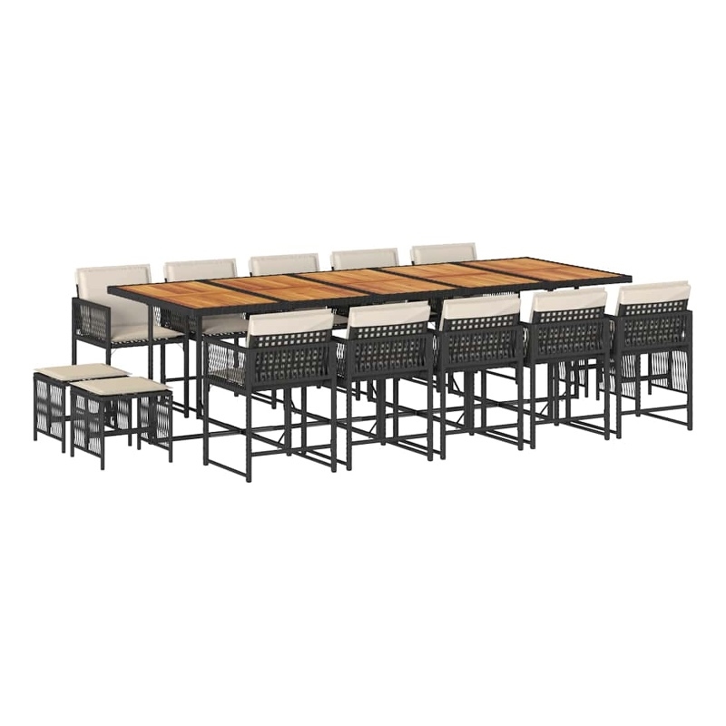vidaXL Poly Rattan Garden Dining Set in Black and Brown
