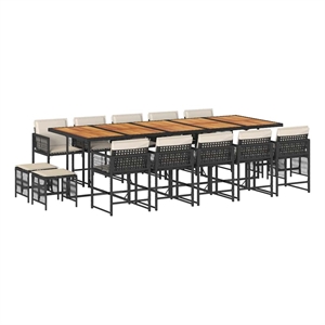 vidaXL Poly Rattan Garden Dining Set in Black and Brown