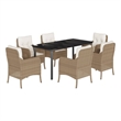 vidaXL 7 Piece Poly Rattan Garden Dining Set in Beige
