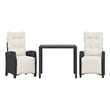 vidaXL 3 Piece Garden Dining Set in Black/Cream White