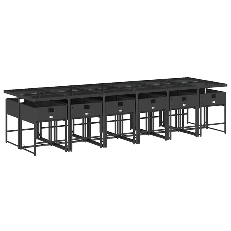 vidaXL Poly Rattan Garden Dining Set in Black