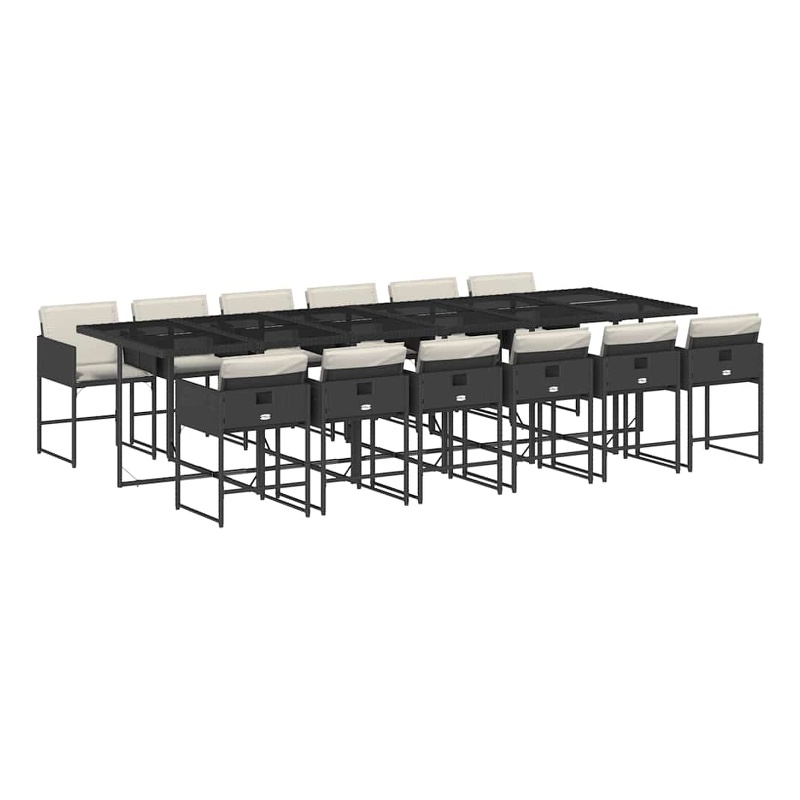 vidaXL Poly Rattan Garden Dining Set in Black