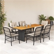 vidaXL 7 Piece Steel Garden Dining Set in Black/Cream White