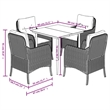 vidaXL 5 Piece Poly Rattan Garden Dining Set in Black/Cream White