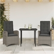 vidaXL 3 Piece Poly Rattan Garden Dining Set in Black