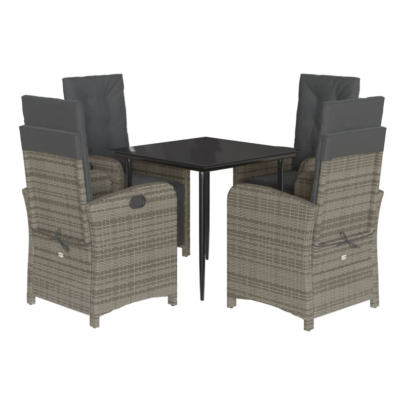 vidaXL 5 Piece Rattan Garden Dining Set in Black