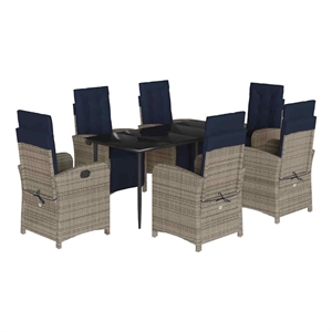 vidaXL 7 Piece Poly Rattan Garden Dining Set in Black