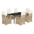 vidaXL 7 Piece Rattan Garden Dining Set in Beige