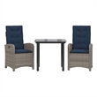 vidaXL 3 Piece Poly Rattan Garden Dining Set in Grey