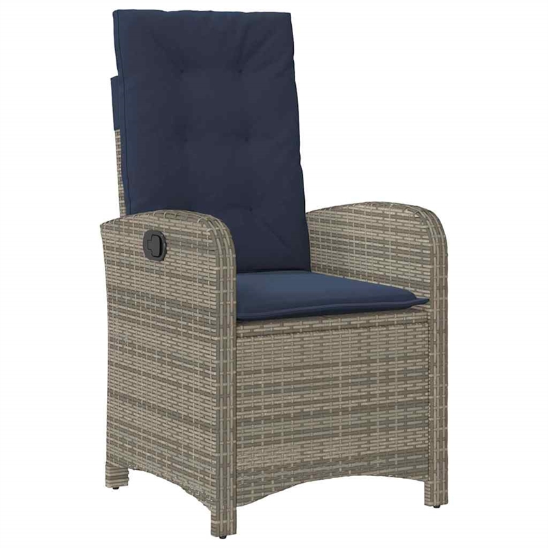 vidaXL 7 Piece Rattan Garden Dining Set in Grey/Black/Navy Blue