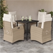 vidaXL 5 Piece Poly Rattan Garden Dining Set in Black/Cream White