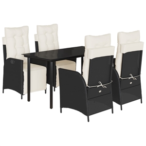 vidaXL Poly Rattan Garden Dining Set in Black/Cream White