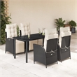 vidaXL 5 Piece Poly Rattan Garden Dining Set in Black/Cream