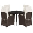 vidaXL 5 Piece Poly Rattan Garden Dining Set in Brown/Cream white/Black