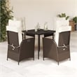 vidaXL 5 Piece Poly Rattan Garden Dining Set in Brown/Cream white/Black