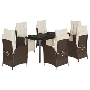 vidaXL 7 Piece Poly Rattan Garden Dining Set in Black