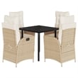 vidaXL 5 Piece Steel Garden Dining Set in Black/Cream White