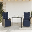 vidaXL 3 Piece Rattan Garden Dining Set in Black