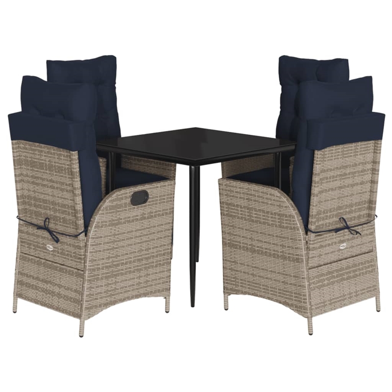 vidaXL 5 Piece Rattan Garden Dining Set in Gray