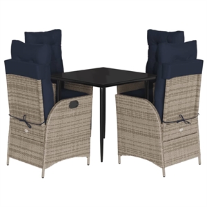 vidaXL 5 Piece Rattan Garden Dining Set in Gray