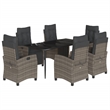 vidaXL 7 Piece Poly Rattan Garden Dining Set with Cushions in Black