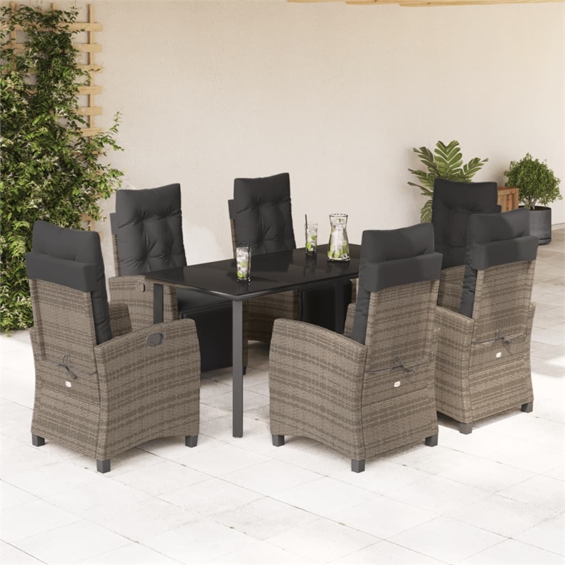 vidaXL 7 Piece Steel Garden Dining Set in Black