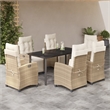 vidaXL 7 Piece Rattan Garden Dining Set in Beige/Cream White