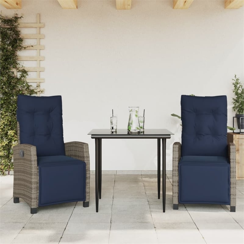 vidaXL 3 Piece Garden Dining Set in Gray