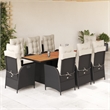 vidaXL 9 Piece Poly Rattan Garden Dining Set in Black