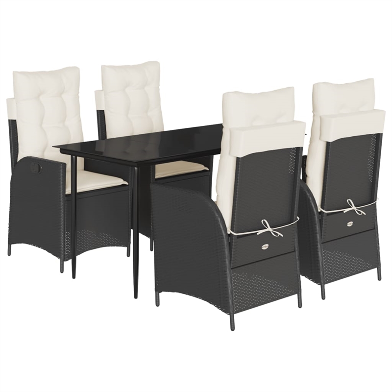vidaXL 5 Piece Steel Garden Dining Set with Cushions in Black