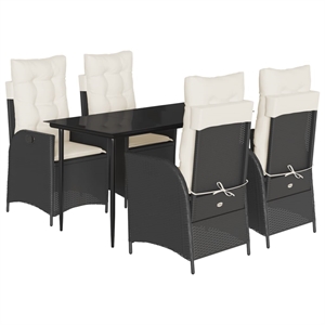vidaXL 5 Piece Steel Garden Dining Set with Cushions in Black