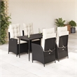 vidaXL 5 Piece Steel Garden Dining Set with Cushions in Black