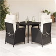 vidaXL 5 Piece Poly Rattan Garden Dining Set in Black