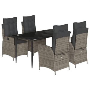 vidaXL 5 Piece Rattan Garden Dining Set in Gray