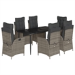 vidaXL 7 Piece Poly Rattan Garden Dining Set in Black