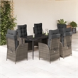 vidaXL 7 Piece Poly Rattan Garden Dining Set in Black