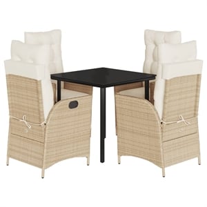 vidaXL Poly Rattan Garden Dining Set in Black