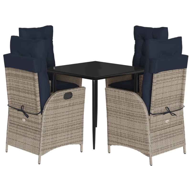 vidaXL 5 Piece Poly Rattan Garden Dining Set in Black