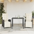 vidaXL 3 Piece Garden Dining Set in Black/Cream White