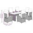 vidaXL 7 Piece Garden Dining Set with Cushions in Black