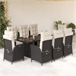 vidaXL 9 Piece Poly Rattan Garden Dining Set in Black/Cream White