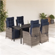 vidaXL Rattan Garden Dining Set with Cushions in Black