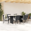 vidaXL 7 Piece Poly Rattan Garden Dining Set in Black/Cream White