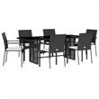vidaXL 7 Piece Rattan Garden Dining Set in Black/Cream White