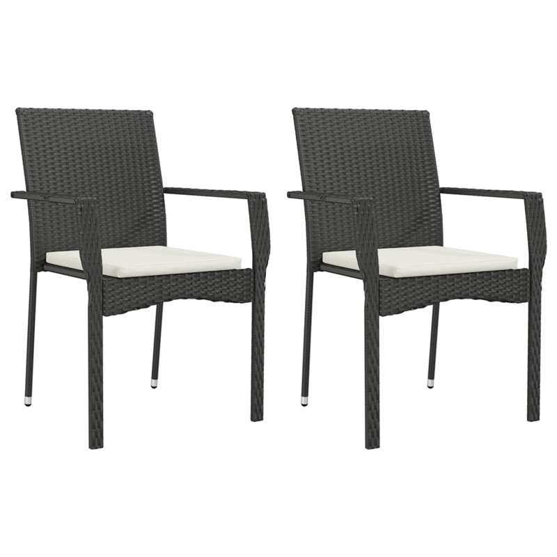 vidaXL 7 Piece Rattan Garden Dining Set in Black/Cream White