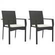 vidaXL 7 Piece Rattan Garden Dining Set in Black/Cream White