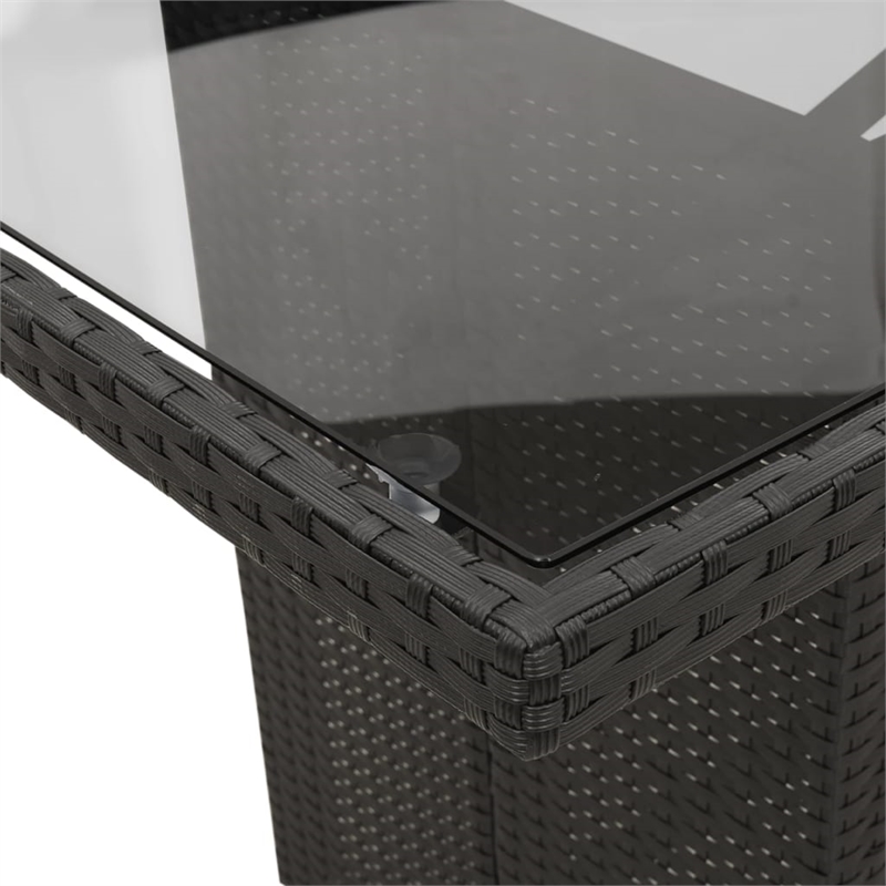 vidaXL 7 Piece Rattan Garden Dining Set in Black/Cream White