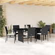 vidaXL 7 Piece Rattan Garden Dining Set in Black/Cream White