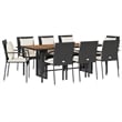 vidaXL 9 Piece Poly Rattan Garden Dining Set in Black
